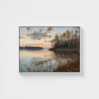 Moody Abstract Sunset Landscape Framed Wall Art Canvas Print – Dark Horizon Art