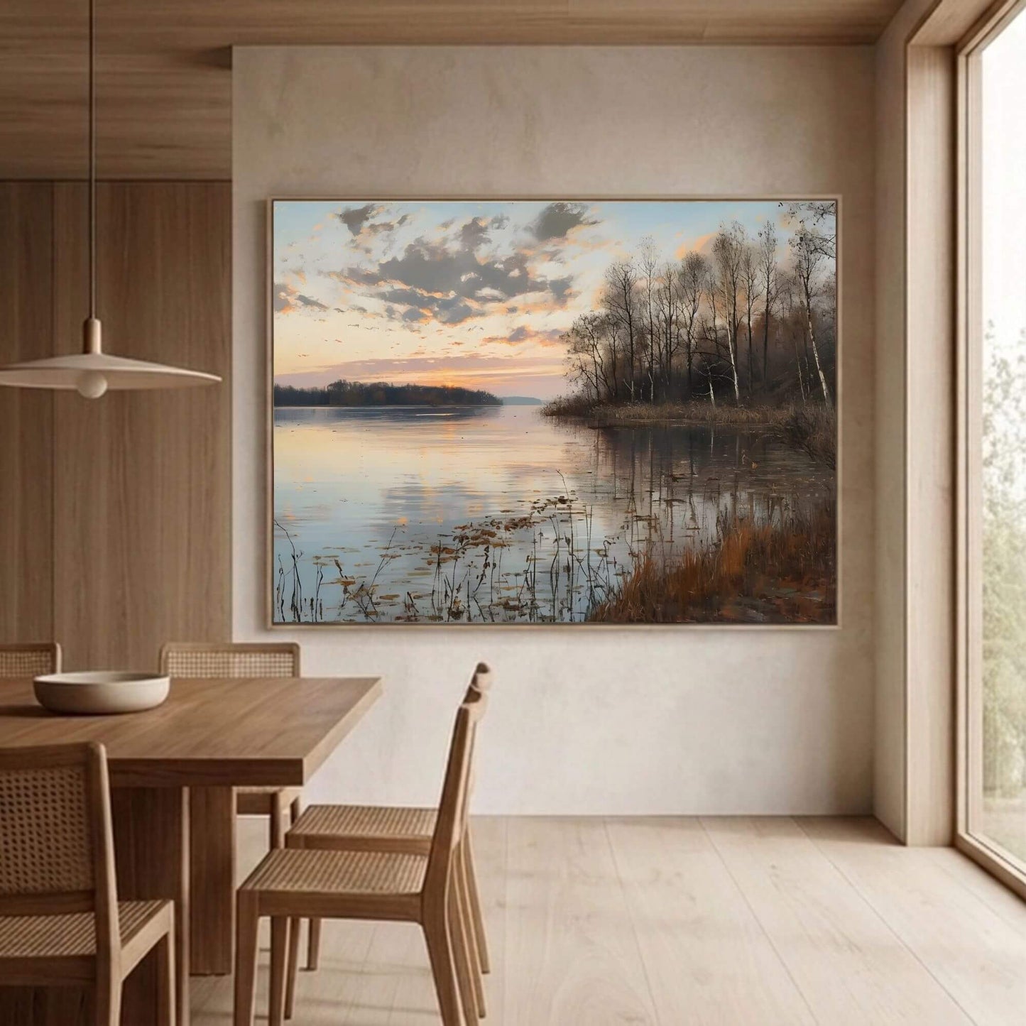 Moody Abstract Sunset Landscape Framed Wall Art Canvas Print – Dark Horizon Art