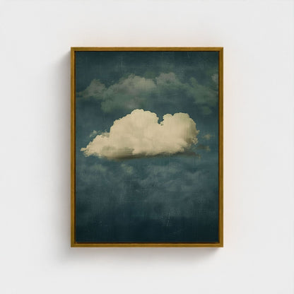 Moody Emerald Cloud Wall Art Canvas  - Framed Modern Sky Wall Art