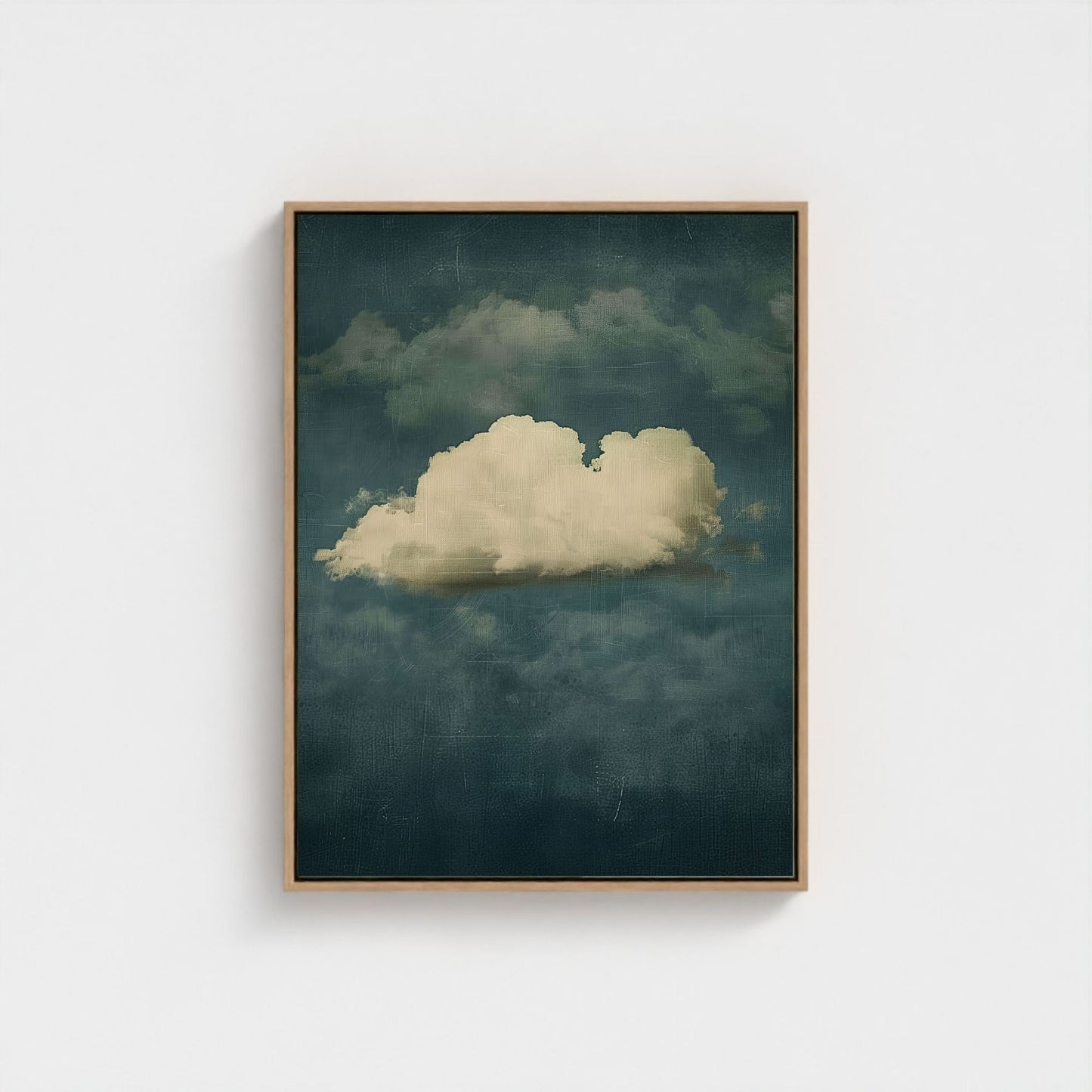 Moody Emerald Cloud Wall Art Canvas  - Framed Modern Sky Wall Art