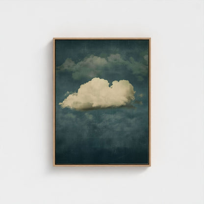 Moody Emerald Cloud Wall Art Canvas  - Framed Modern Sky Wall Art