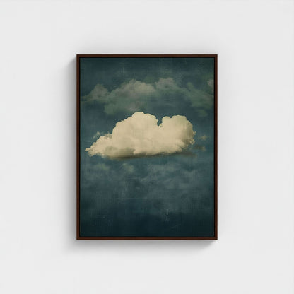Moody Emerald Cloud Wall Art Canvas  - Framed Modern Sky Wall Art