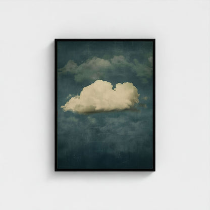Moody Emerald Cloud Wall Art Canvas  - Framed Modern Sky Wall Art