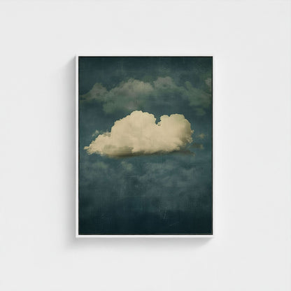 Moody Emerald Cloud Wall Art Canvas  - Framed Modern Sky Wall Art
