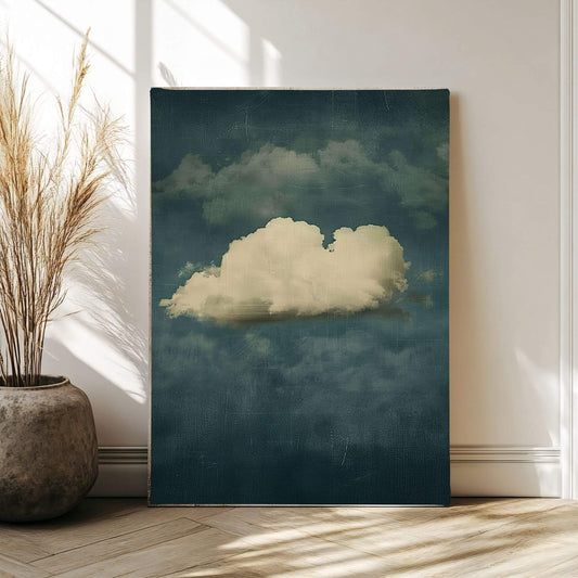 Moody Emerald Cloud Wall Art Canvas  - Framed Modern Sky Wall Art