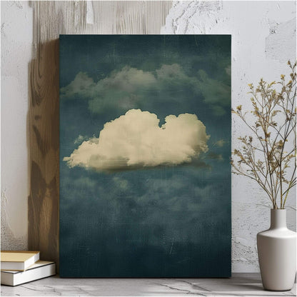 Moody Emerald Cloud Wall Art Canvas  - Framed Modern Sky Wall Art
