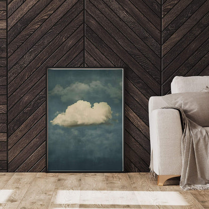 Moody Emerald Cloud Wall Art Canvas  - Framed Modern Sky Wall Art