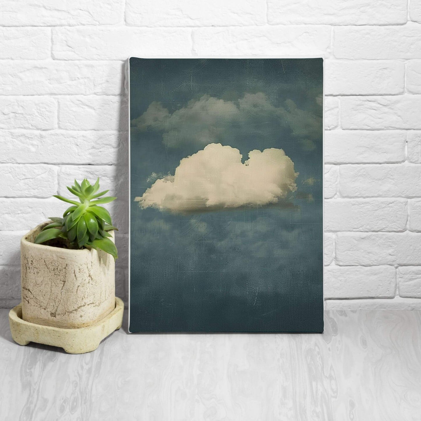 Moody Emerald Cloud Wall Art Canvas  - Framed Modern Sky Wall Art
