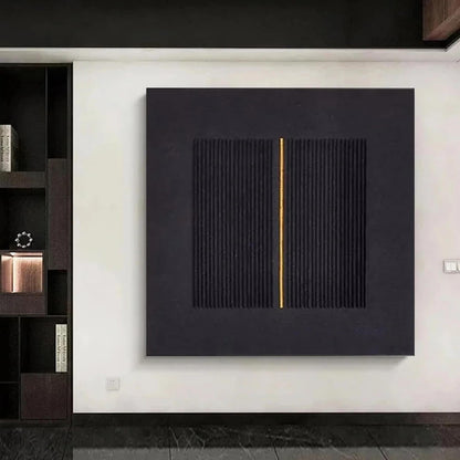 Nordic Abstract 3D Effect Black White Square Format Wall Art Canvas Print For Modern Scandinavian Living Room Home Office Wall Decor