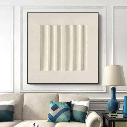 Nordic Abstract 3D Effect Black White Square Format Wall Art Canvas Print For Modern Scandinavian Living Room Home Office Wall Decor