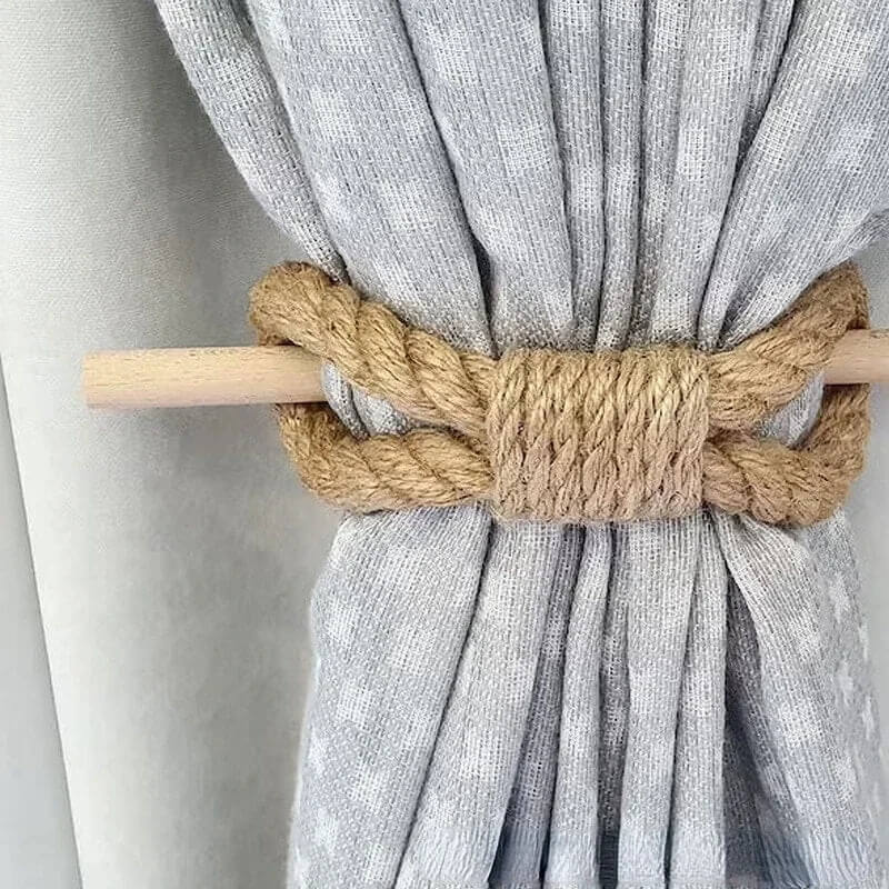 Natural Wood Hemp Rope Curtain Tie Binding Decoration For Living Room Bedroom Dining Room Curtains Nordic Style Home Décor