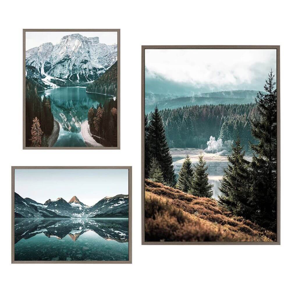 Nordic Nature Landscape Mountain Lake Wall Art Scenery Wilderness Canvas Prints Gallery Wall Art Set Of 3 Posters For Modern Scandinavian Living Room Wall Decor