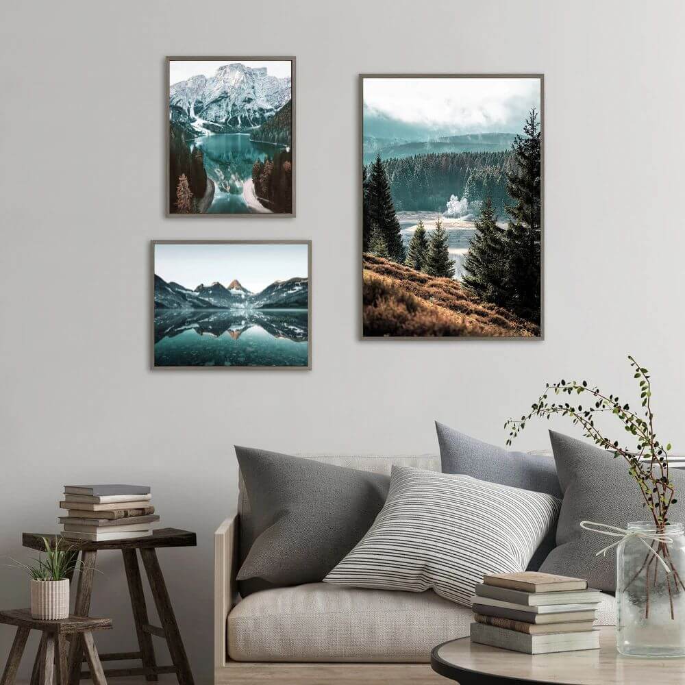 Nordic Nature Landscape Mountain Lake Wall Art Scenery Wilderness Canvas Prints Gallery Wall Art Set Of 3 Posters For Modern Scandinavian Living Room Wall Decor