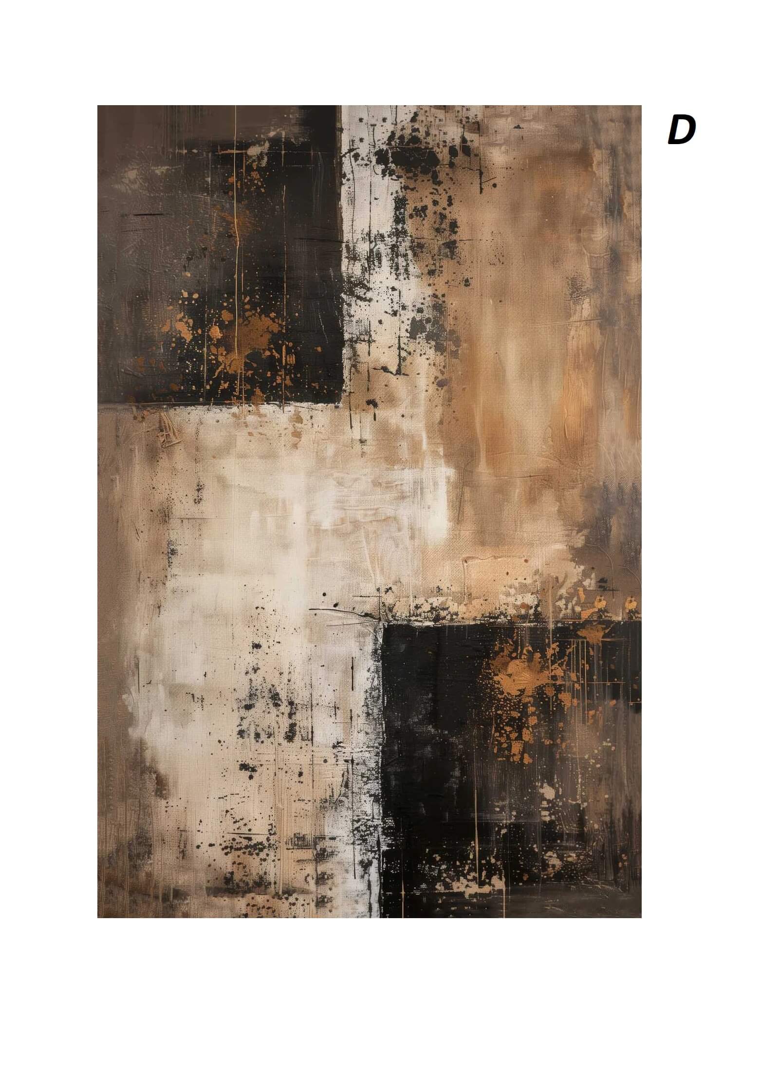 Abstract art piece with brown, black, and beige colors 