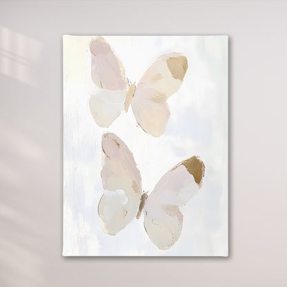 Abstract Butterfly Wall Art Canvas Print - Framed Neutral Beige Wall Art
