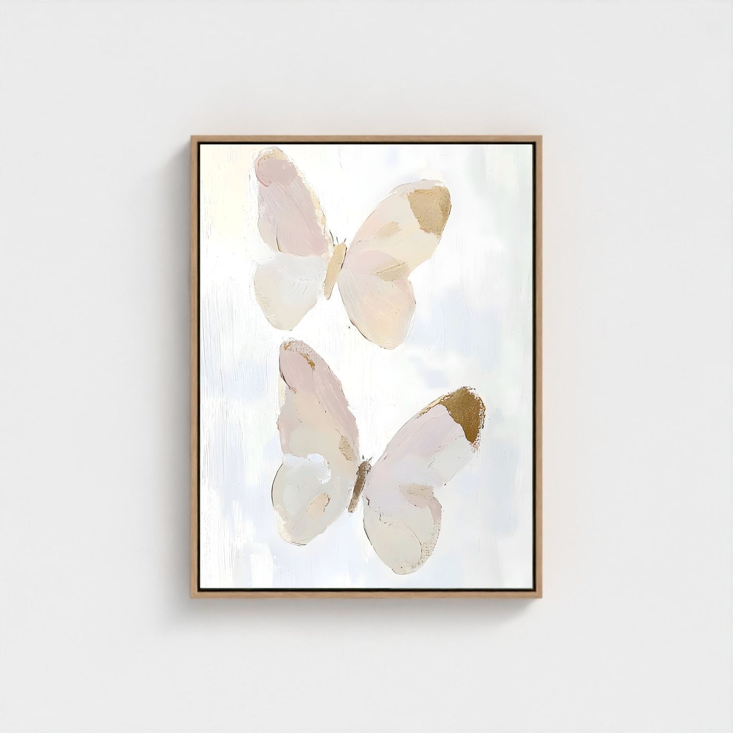 Abstract Butterfly Wall Art Canvas Print - Framed Neutral Beige Wall Art