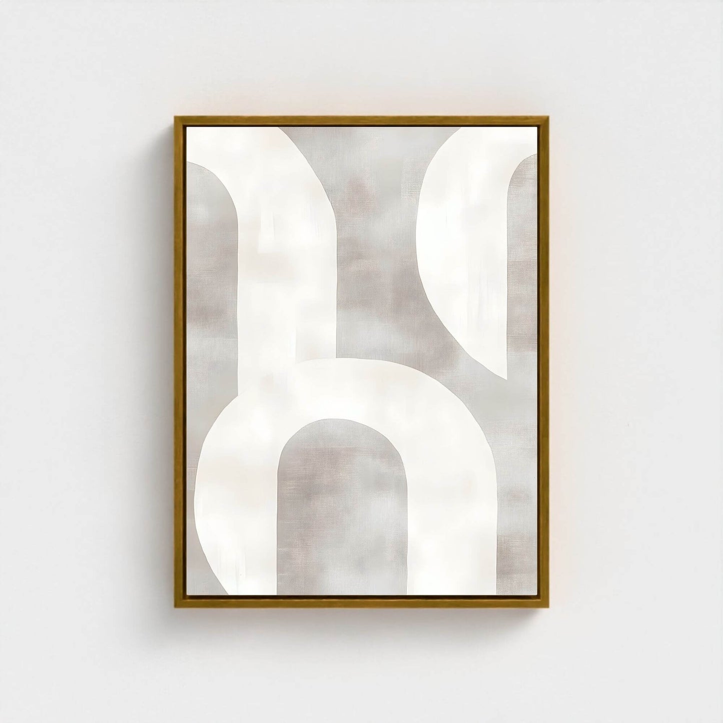Neutral Abstract Geometric Framed Wall Art Canvas Print - Minimalist Modern Shape Artwork