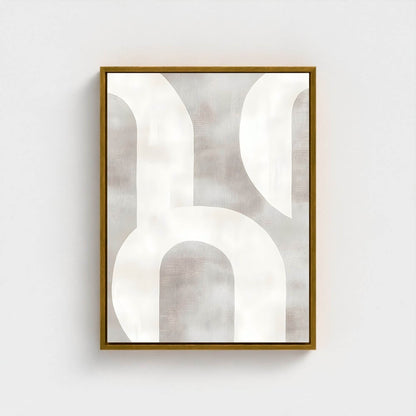 Neutral Abstract Geometric Framed Wall Art Canvas Print - Minimalist Modern Shape Artwork