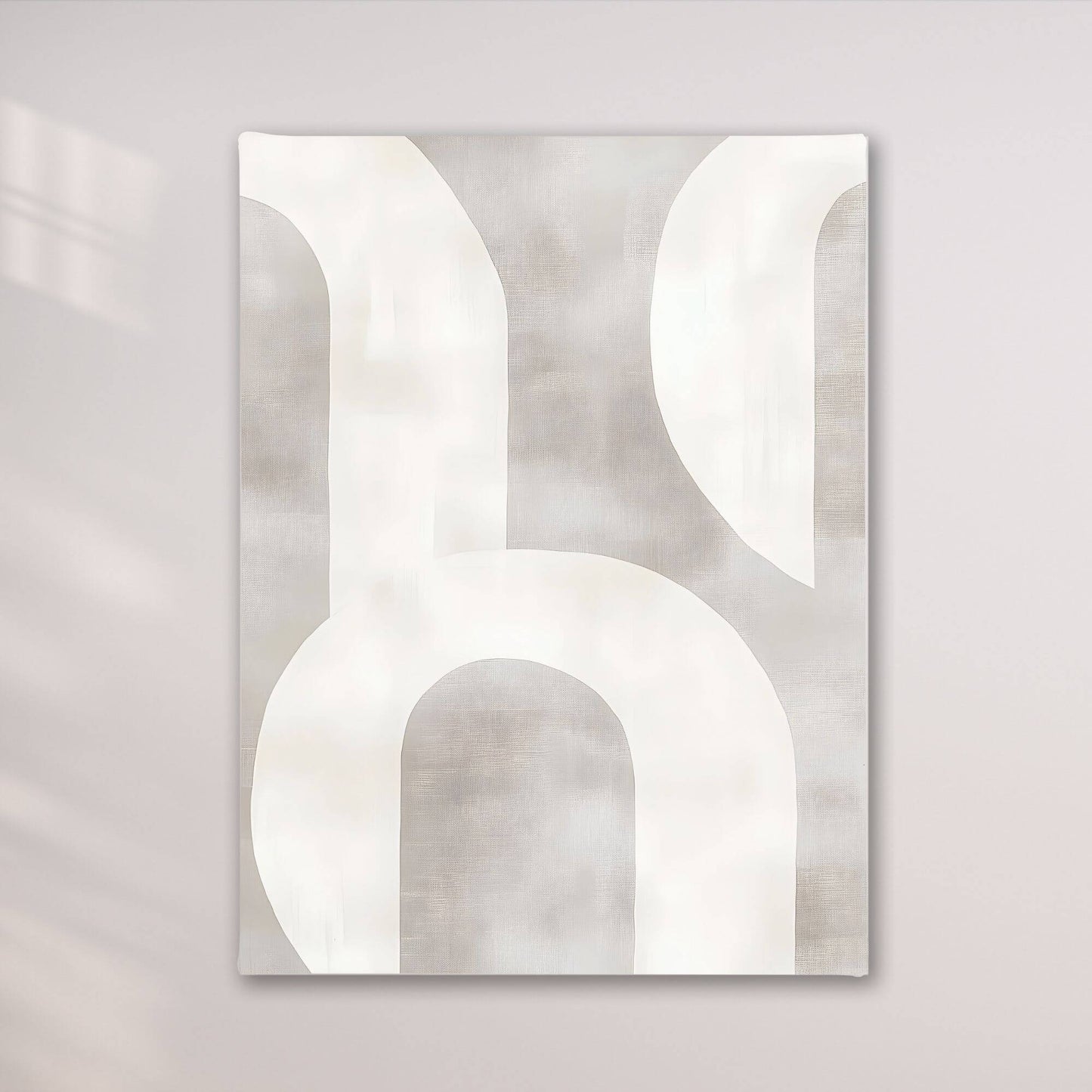 Neutral Abstract Geometric Framed Wall Art Canvas Print - Minimalist Modern Shape Artwork