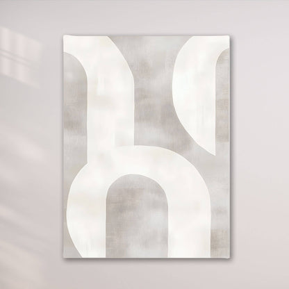 Neutral Abstract Geometric Framed Wall Art Canvas Print - Minimalist Modern Shape Artwork