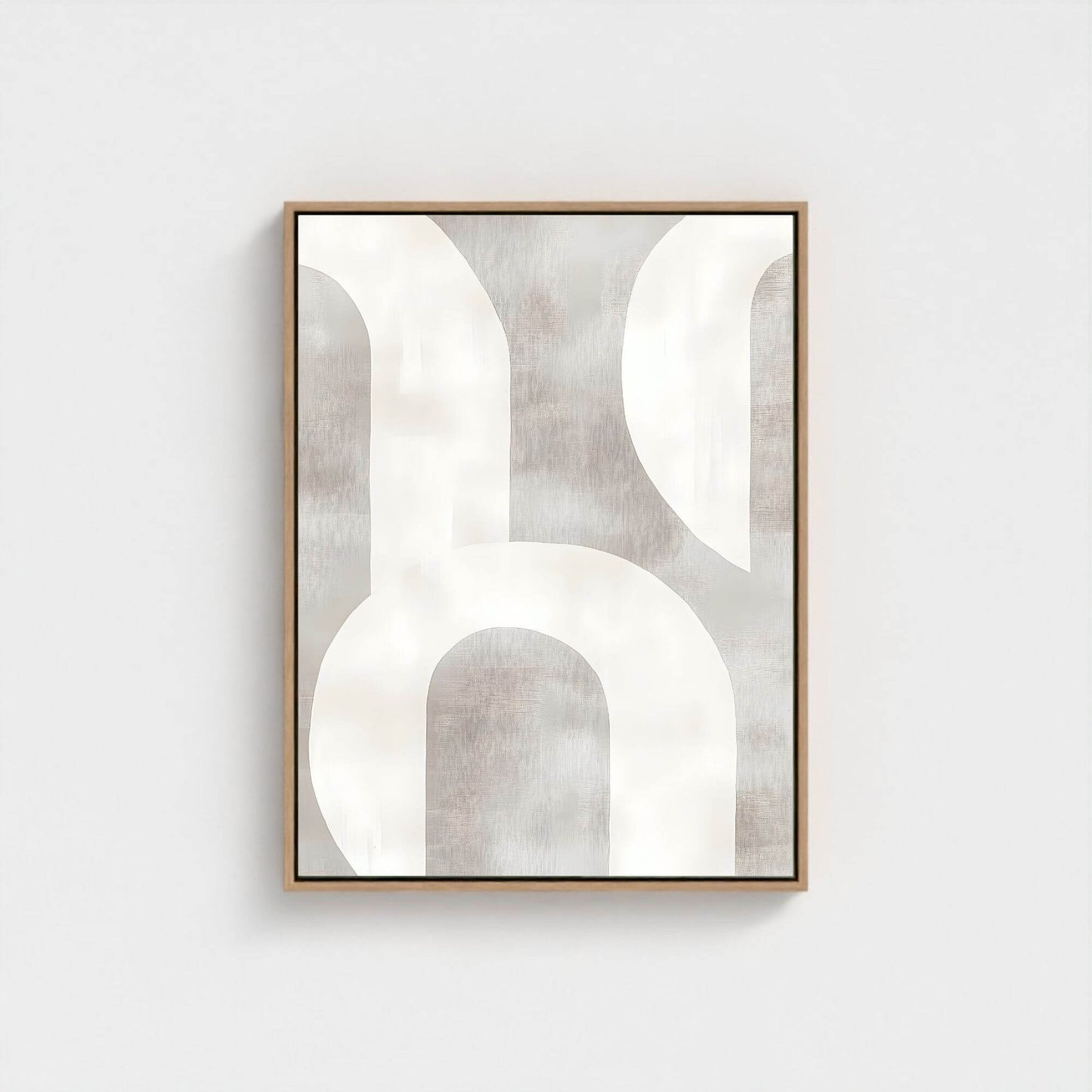 Neutral Abstract Geometric Framed Wall Art Canvas Print - Minimalist Modern Shape Artwork
