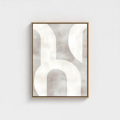 Neutral Abstract Geometric Framed Wall Art Canvas Print - Minimalist Modern Shape Artwork