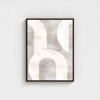 Neutral Abstract Geometric Framed Wall Art Canvas Print - Minimalist Modern Shape Artwork