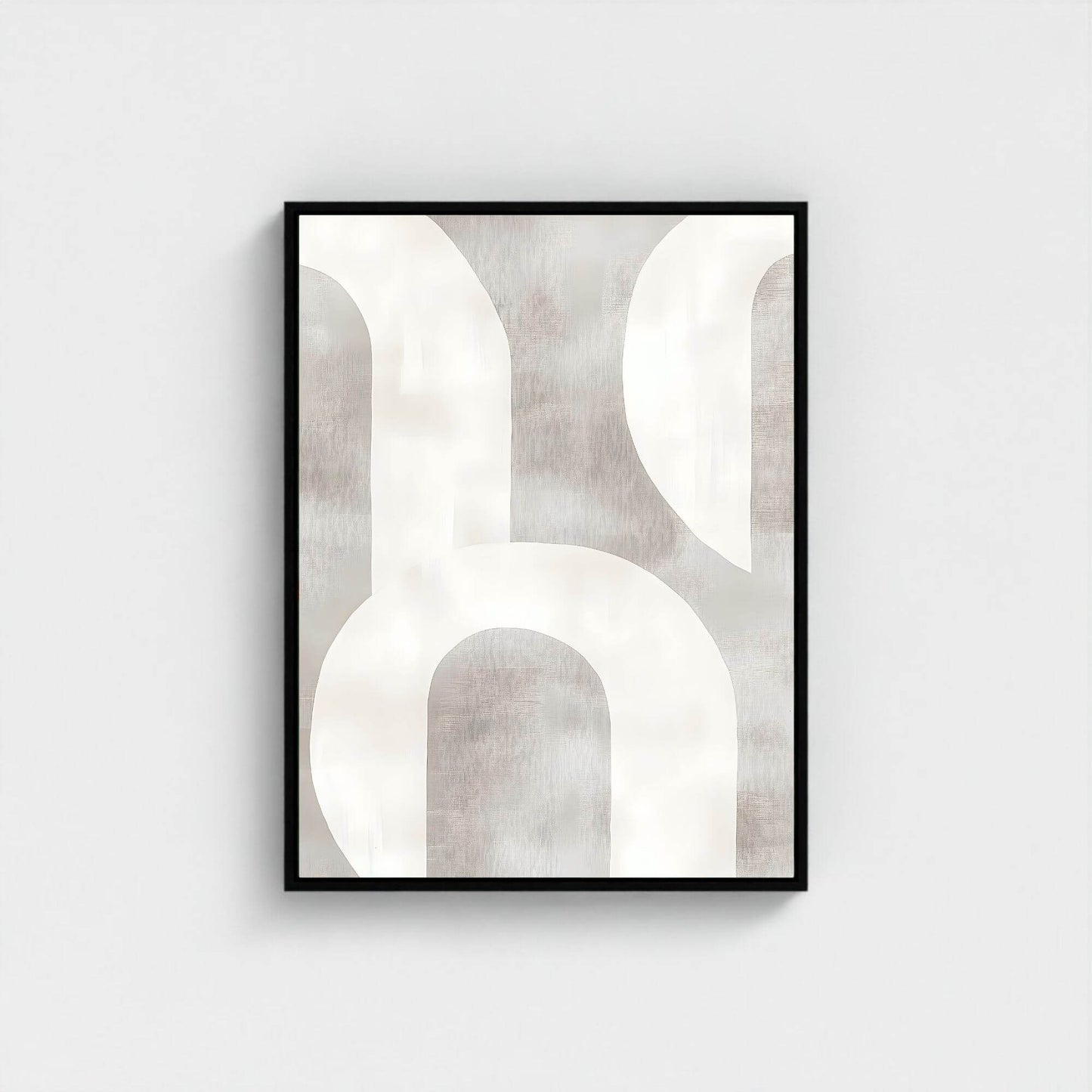 Neutral Abstract Geometric Framed Wall Art Canvas Print - Minimalist Modern Shape Artwork