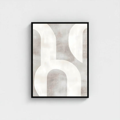 Neutral Abstract Geometric Framed Wall Art Canvas Print - Minimalist Modern Shape Artwork