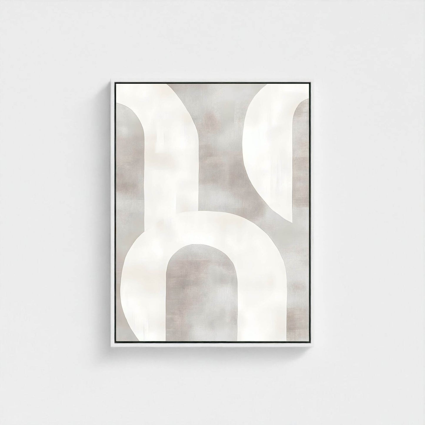 Neutral Abstract Geometric Framed Wall Art Canvas Print - Minimalist Modern Shape Artwork