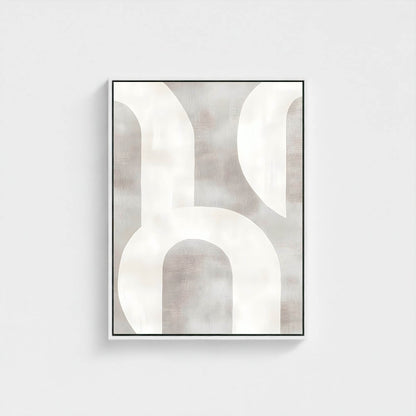 Neutral Abstract Geometric Framed Wall Art Canvas Print - Minimalist Modern Shape Artwork