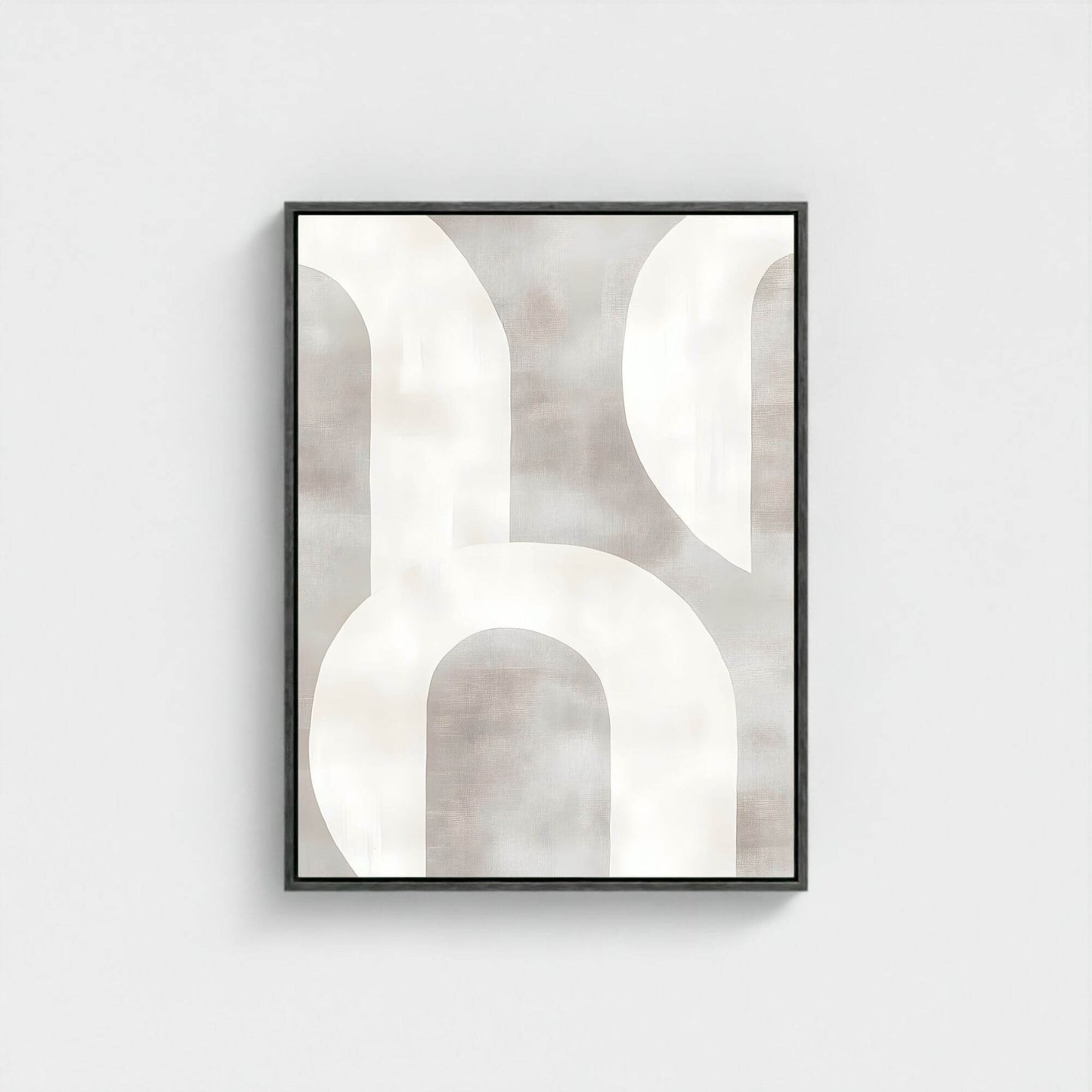 Neutral Abstract Geometric Framed Wall Art Canvas Print - Minimalist Modern Shape Artwork