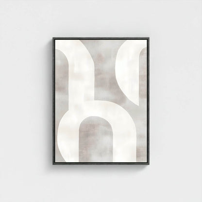 Neutral Abstract Geometric Framed Wall Art Canvas Print - Minimalist Modern Shape Artwork