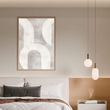 Neutral Abstract Geometric Framed Wall Art Canvas Print - Minimalist Modern Shape Artwork