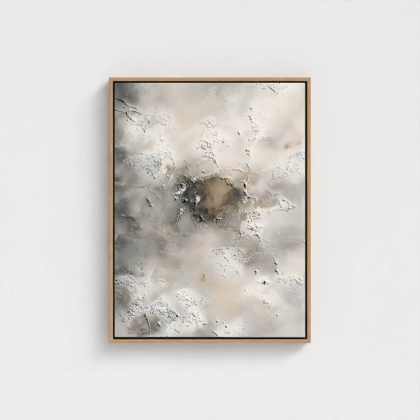 Neutral Abstract Textured Framed Wall Art Canvas Print - Modern Beige Grey Artwork