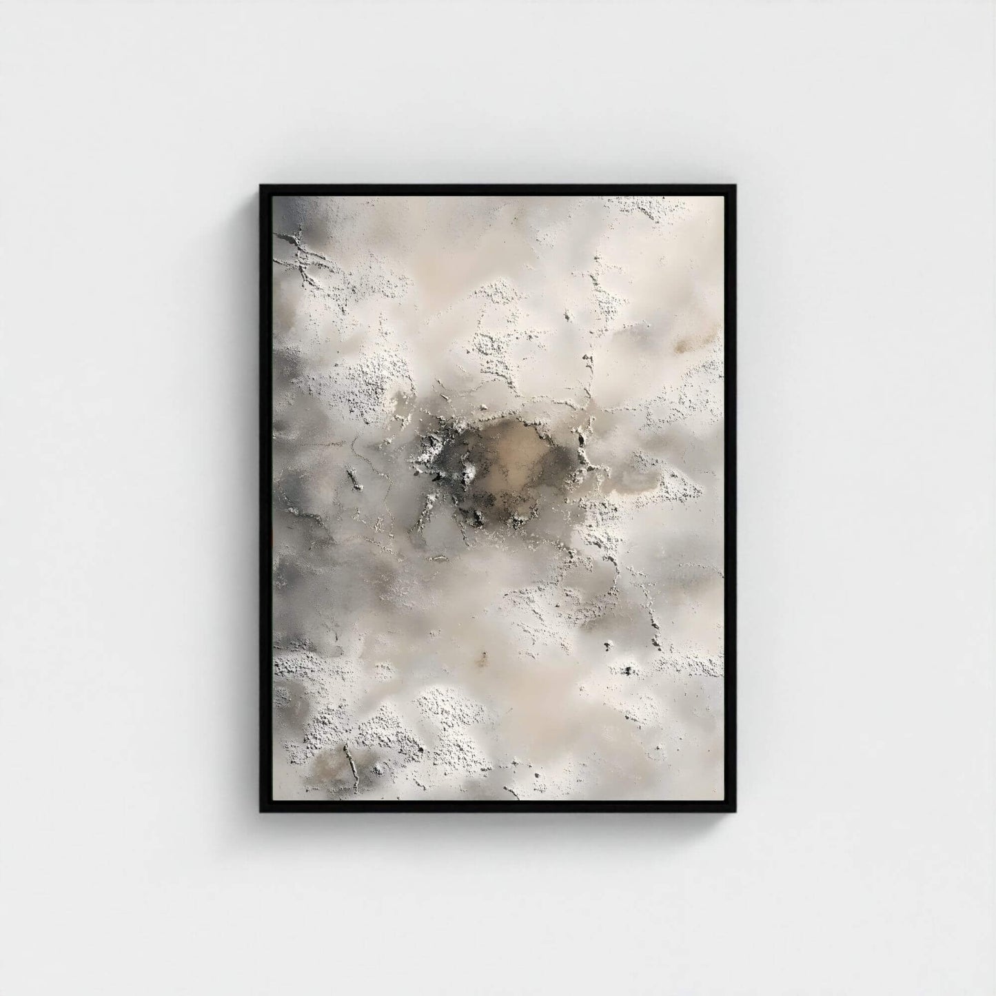 Neutral Abstract Textured Framed Wall Art Canvas Print - Modern Beige Grey Artwork