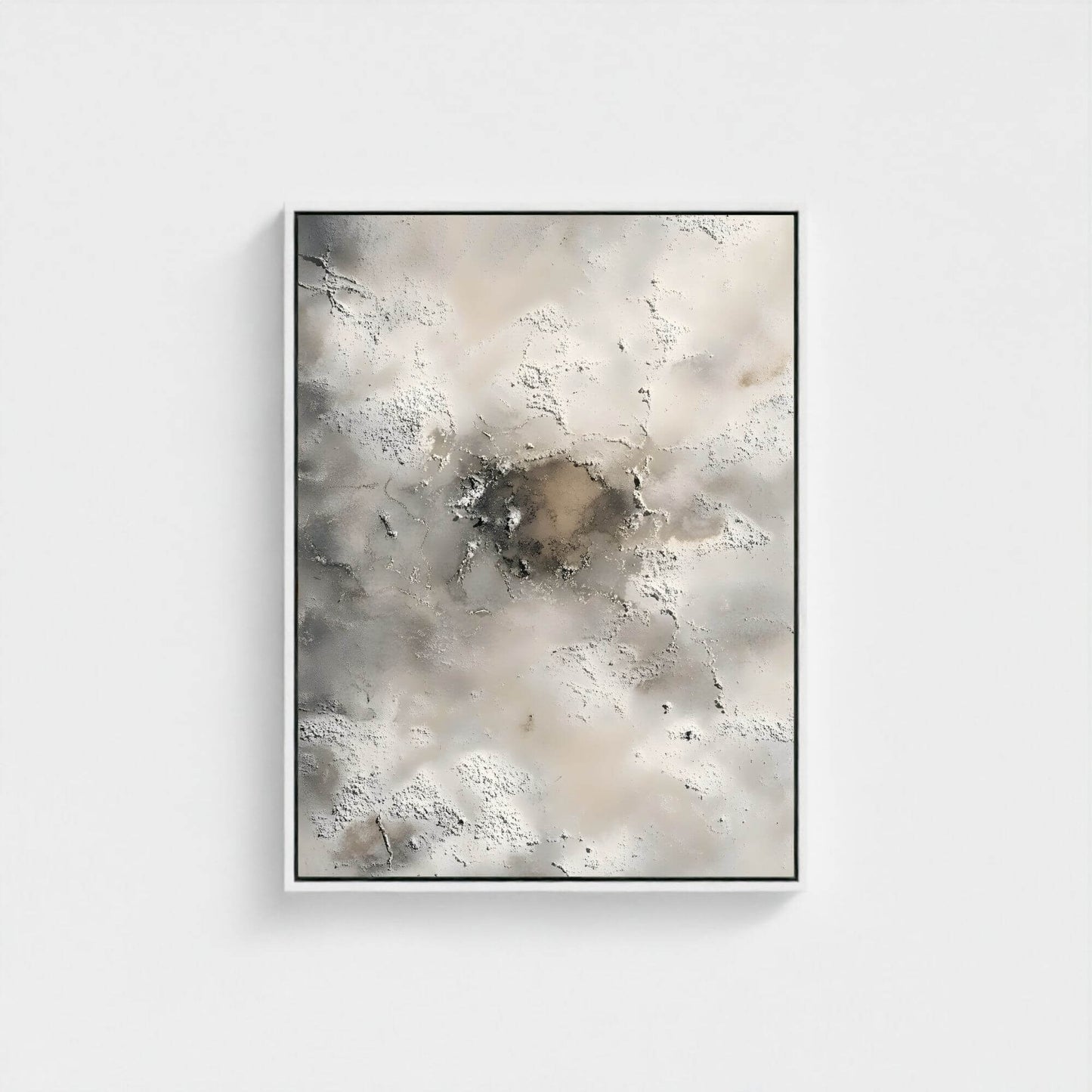 Neutral Abstract Textured Framed Wall Art Canvas Print - Modern Beige Grey Artwork