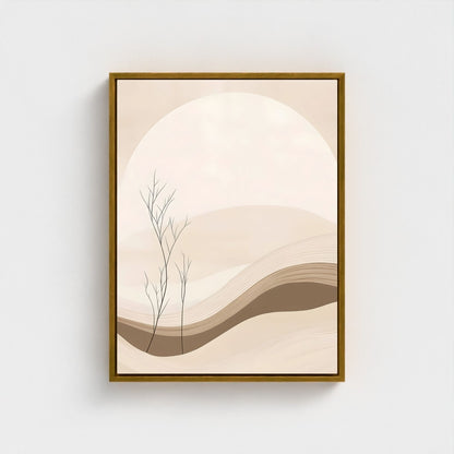 Neutral Desert Landscape Framed Wall Art Canvas Print – Minimalist Beige Mountain Abstract Canvas Artwork