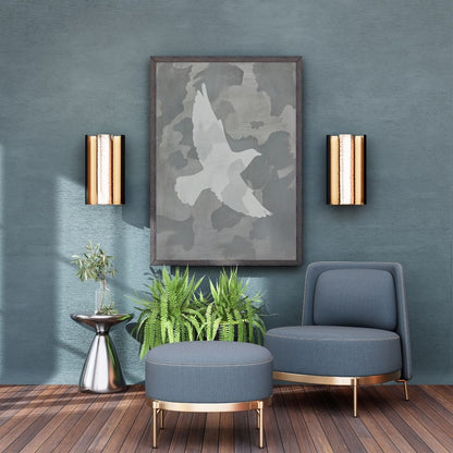 Neutral Tones Birds Grey Canvas Print Japandi Zen Living Room Wall Art