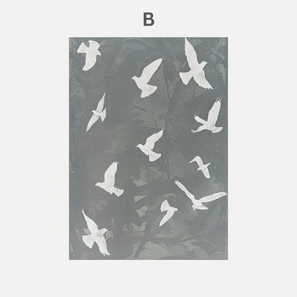 White birds on a dark textured background 