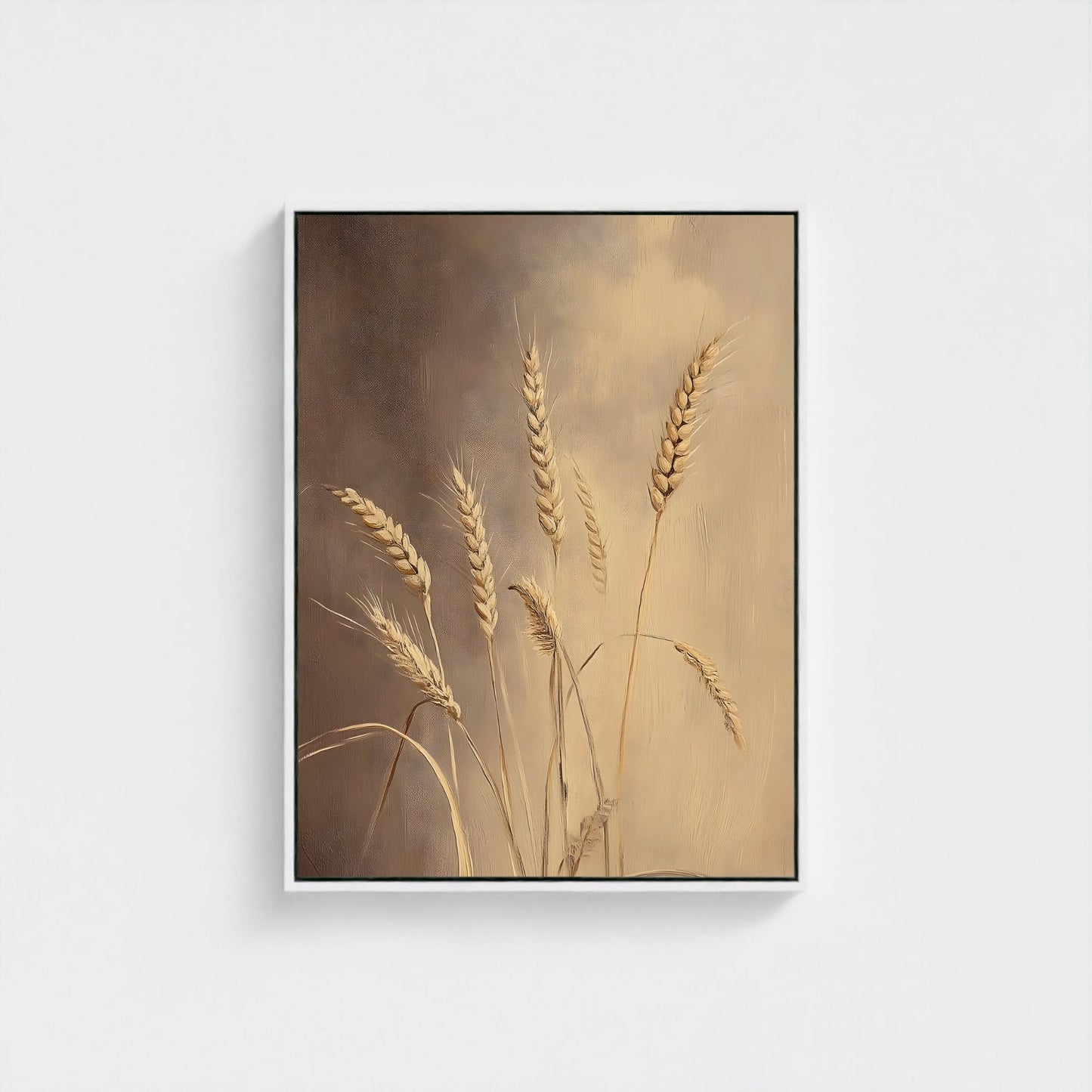 Neutral Wheat Framed Wall Art – Rustic Beige Botanical Farmhouse Canvas Print
