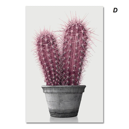 Nordic Minimalist Pink Pineapple Cactus Canvas Print Wall Art For Modern Living Room Dining Room Kitchen Wall Décor