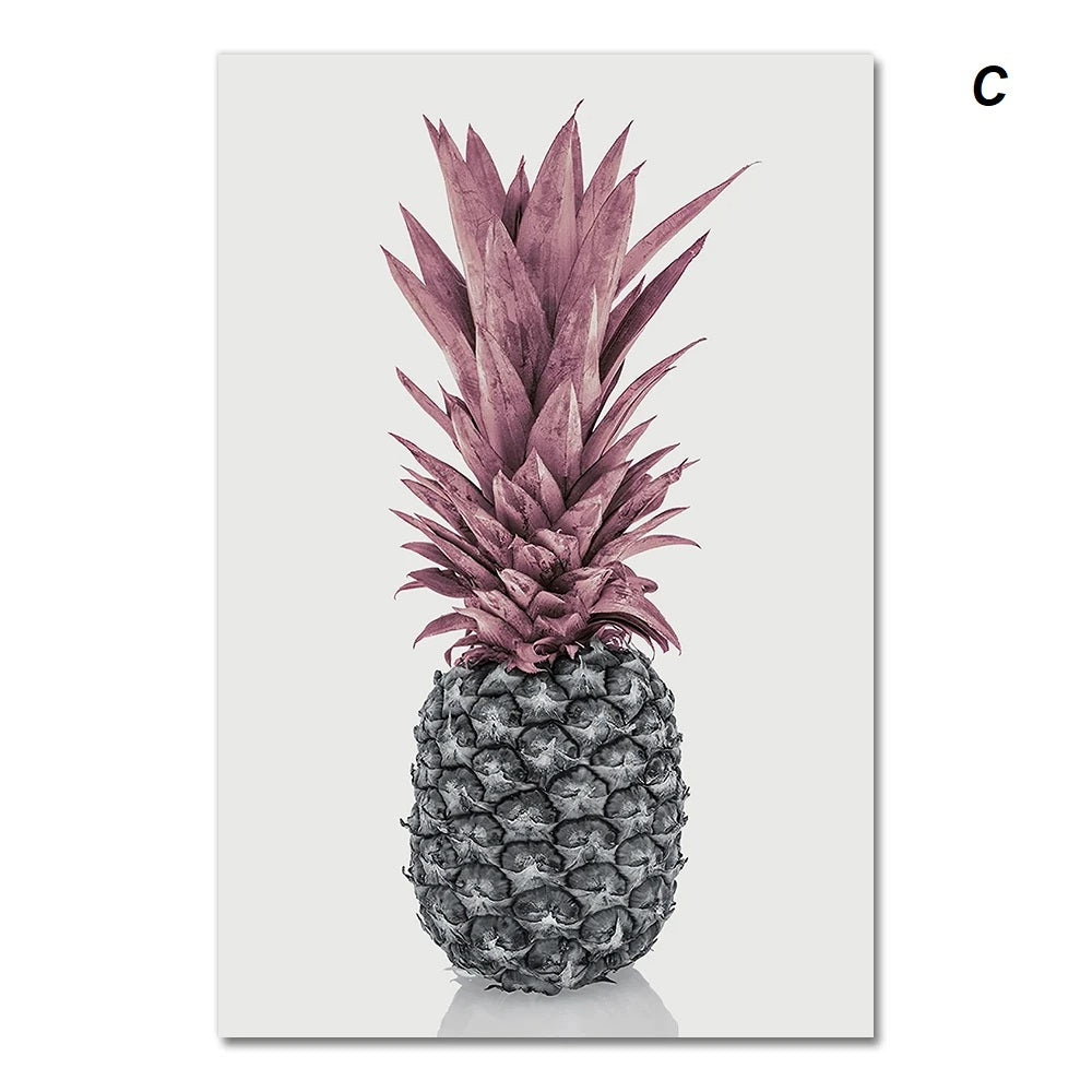 Nordic Minimalist Pink Pineapple Cactus Canvas Print Wall Art For Modern Living Room Dining Room Kitchen Wall Décor