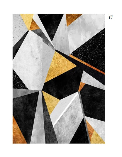 Nordic Abstract Golden Line Geometric Wall Art Canvas Prints Modern Luxury Fine Art Posters For Living Room Décor