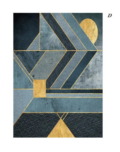 Nordic Abstract Golden Line Geometric Wall Art Canvas Prints Modern Luxury Fine Art Posters For Living Room Décor