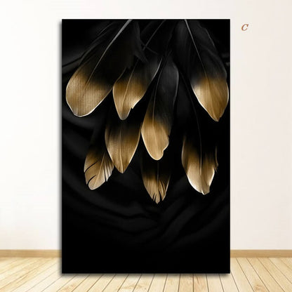 Golden Leaves Abstract Tropical Canvas Prints Botanical Large Wall Art Big Pictures For Luxury Living Room Dining Room Modern Home Wall Décor