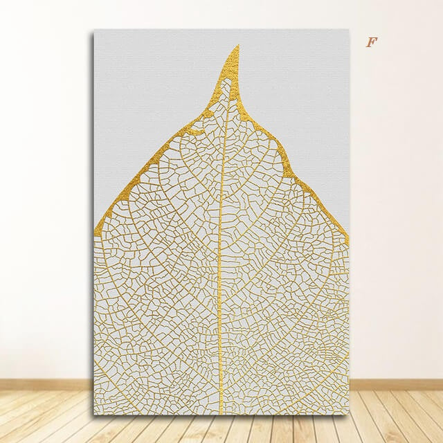 Golden Leaves Abstract Tropical Canvas Prints Botanical Large Wall Art Big Pictures For Luxury Living Room Dining Room Modern Home Wall Décor