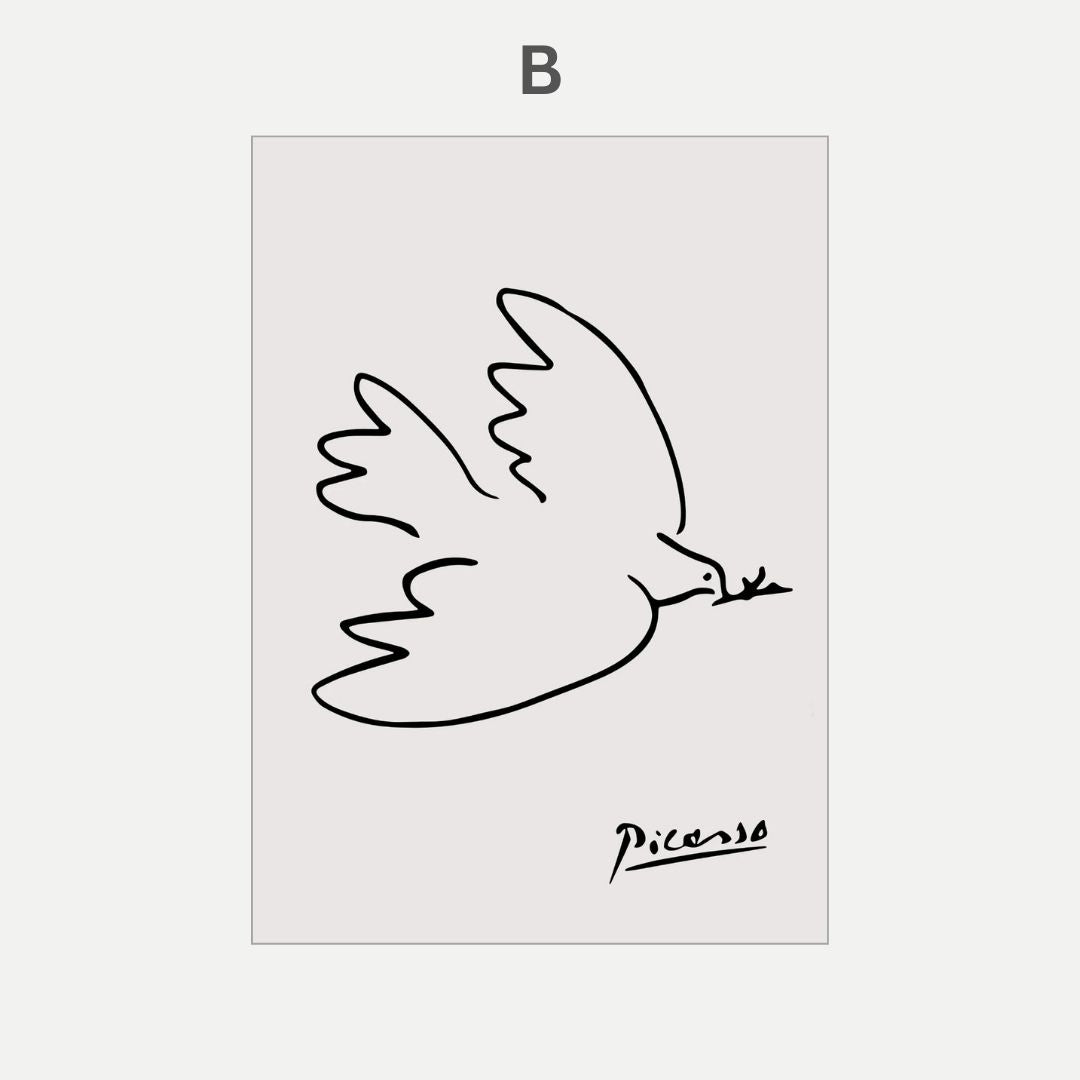 Pablo Picasso Cat Dog Flamingo Horse Owl Sketch Line Drawing Wall Art Canvas Prints For Modern Minimalist Living Room Bedroom Wall Decor