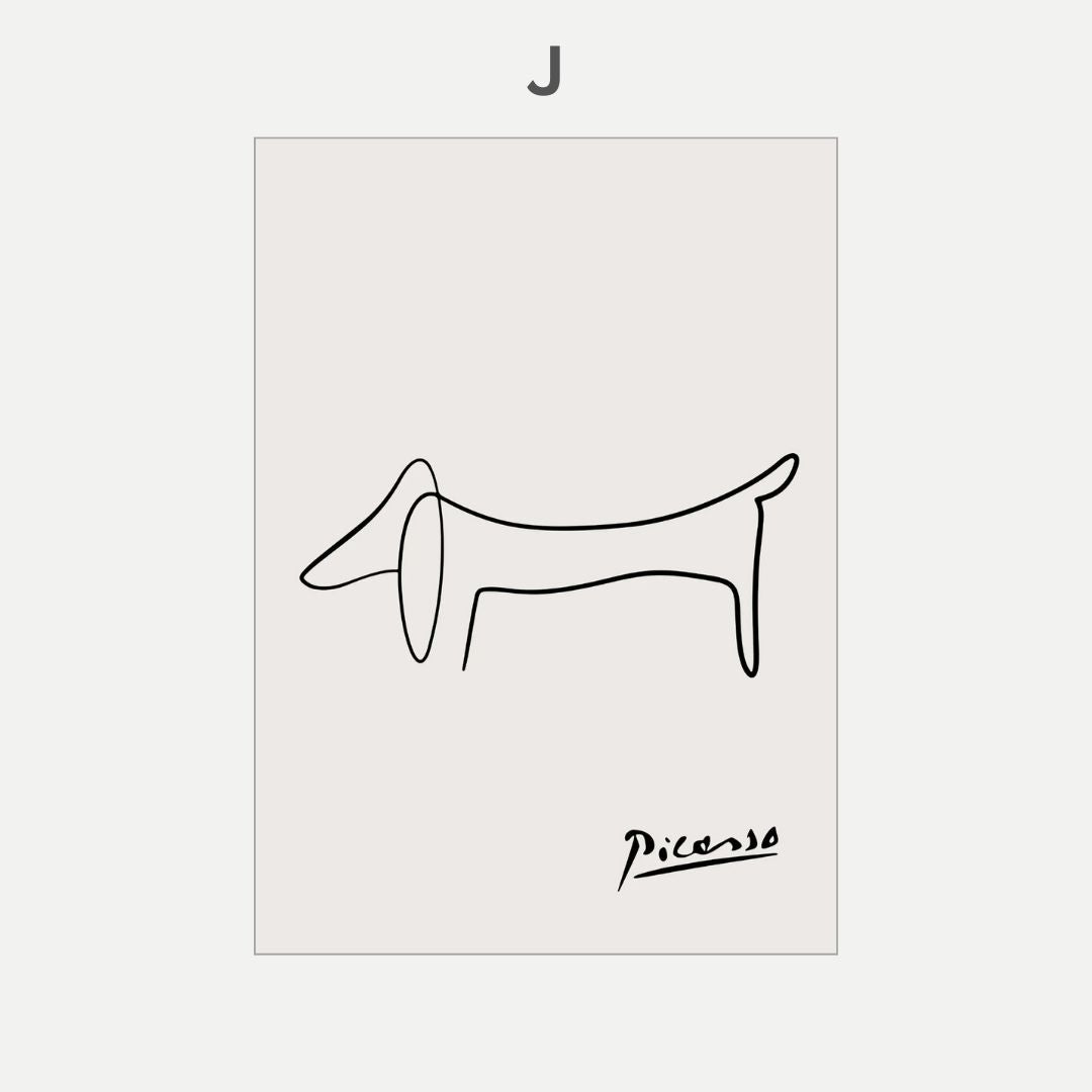 Pablo Picasso Cat Dog Flamingo Horse Owl Sketch Line Drawing Wall Art Canvas Prints For Modern Minimalist Living Room Bedroom Wall Decor