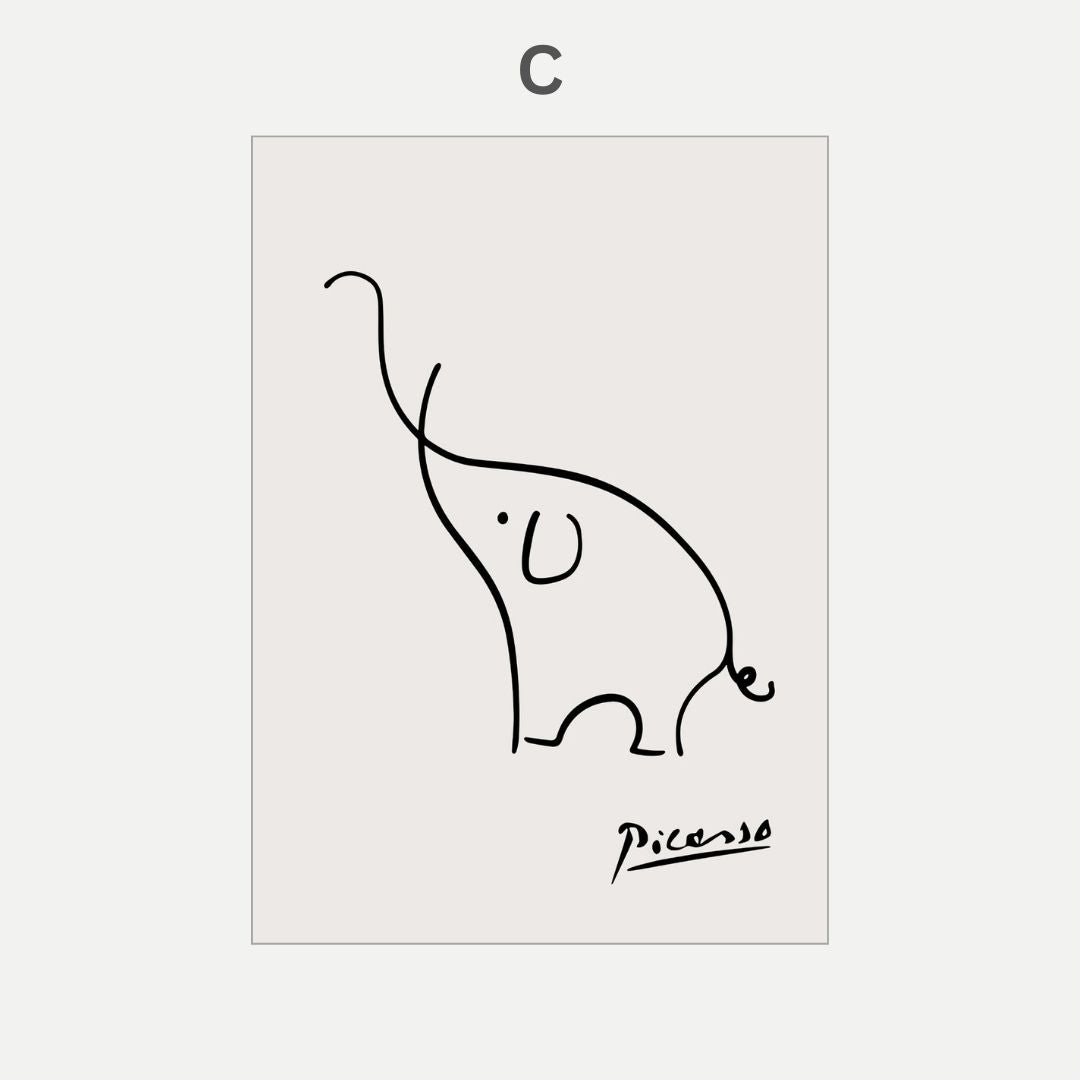 Pablo Picasso Cat Dog Flamingo Horse Owl Sketch Line Drawing Wall Art Canvas Prints For Modern Minimalist Living Room Bedroom Wall Decor